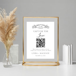 Botanical crest Capture love QR code wedding Sign