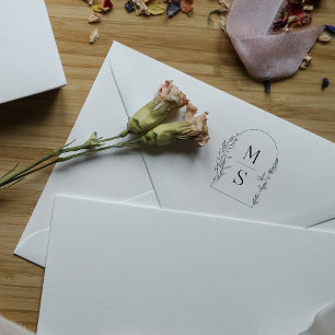 Botanical Crest Monogram   Personalised Wedding Rubber Stamp