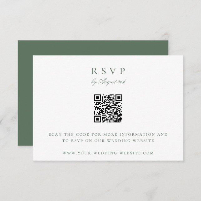 Botanical Crest Monogram QR Code Wedding RSVP Invitation (Front/Back)