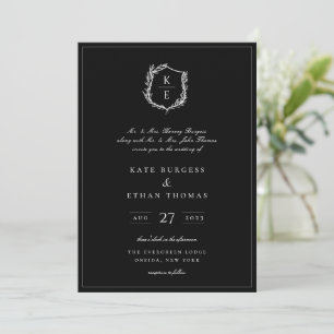Botanical Crest Monogram Wedding Invitation