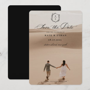 Botanical Crest Monogram Wedding Photo Save The Date