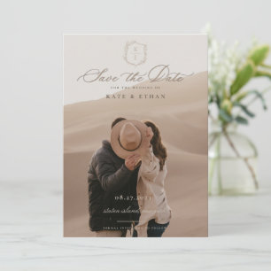 Botanical Crest Monogram Wedding Photo Save The Date