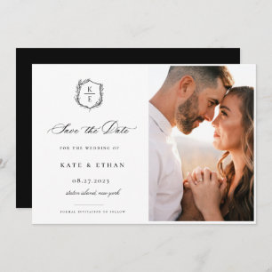 Botanical Crest Monogram Wedding Photo Save The Date