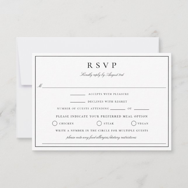 Botanical Crest Monogram Wedding RSVP Card (Front)