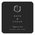 Botanical Crest Monogram Wedding Wine Label