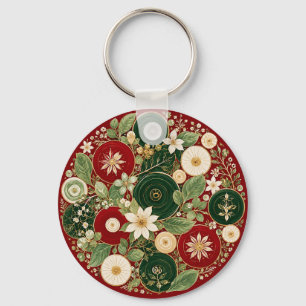 Botanical Crimson Wreath Key Ring