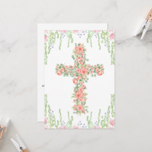 botanical cross first communion invitations