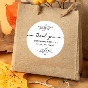 Botanical Custom thank you label for handmade item
