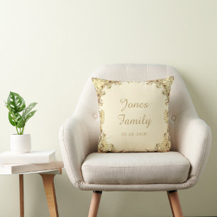 Botanical Customizable Family Name & Date Pillow 