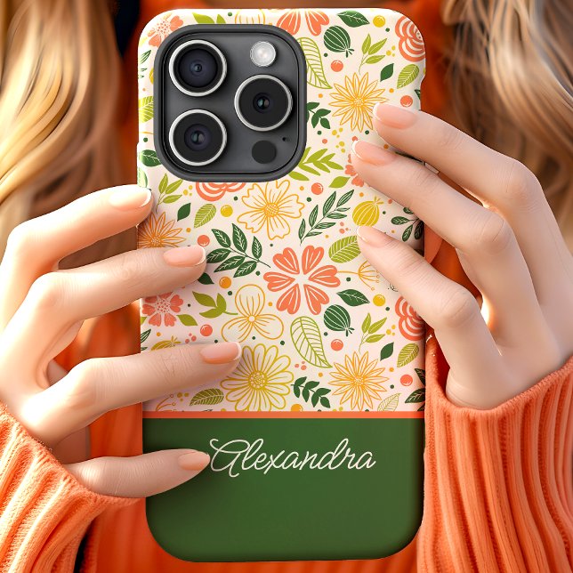 Botanical Cute Floral Pattern Script Name Case-Mate iPhone Case (Creator Uploaded)