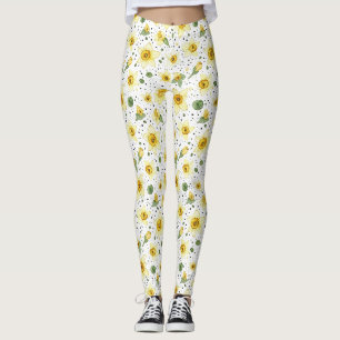 Botanical Daffodil Floral Geometric Pattern (2) Leggings