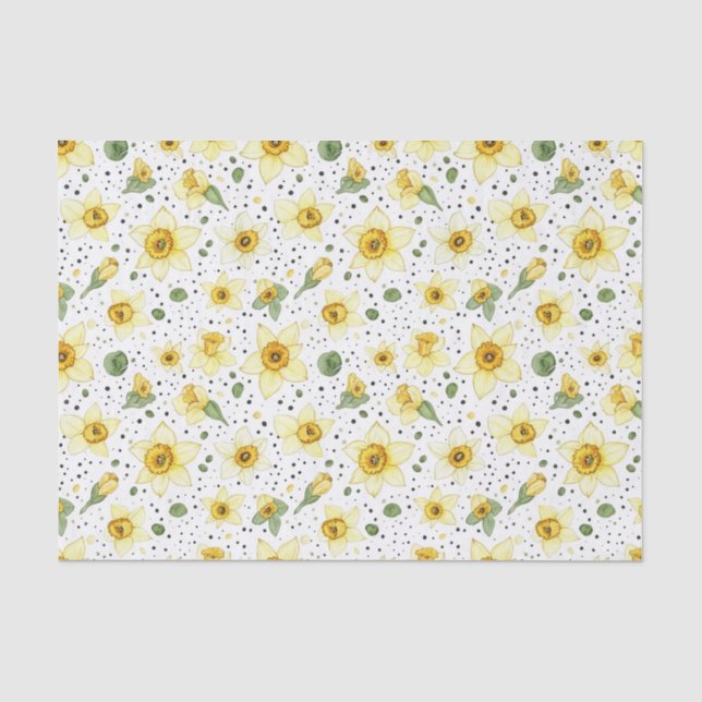 Botanical Daffodil Floral Geometric Pattern (2) Tissue Paper (Front)