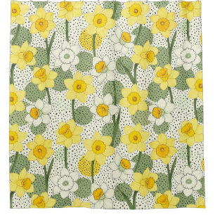 Botanical Daffodil Floral Geometric Pattern (3) Shower Curtain