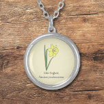 Botanical Daffodil Pastel Flower Necklace<br><div class="desc">A light yellow necklace with a botanical daffodil flower illustration in pastel colours (Narcissus pseudonarcissus) and a customisable text: perfect for a birthday gift. Wild daffodil is the March birth flower,  the flower of Pisces and Aries and is symbolic meanings of rebirth,  forgiveness,  creativity,  energy and vitality.</div>