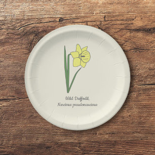 Botanical Daffodil Pastel Flower  Paper Plate