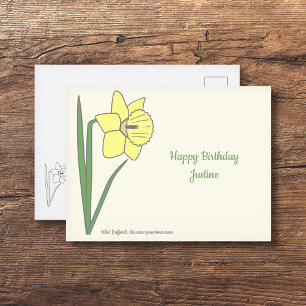 Botanical Daffodil Pastel Flower Postcard