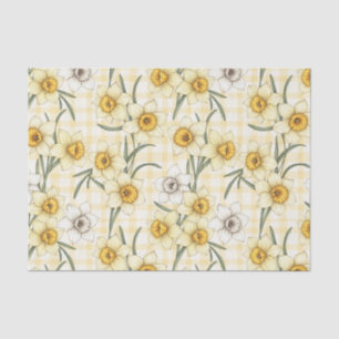 Botanical Daffodil Plaid Pattern Tissue Paper