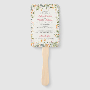 Botanical Daffodils Daisy Peony Flowers Wedding Hand Fan