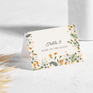 Botanical Daffodils Daisy Peony Wedding Place card