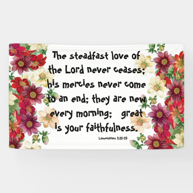 Botanical Dahila Flower Gods Love Christian Banner (Horizontal)