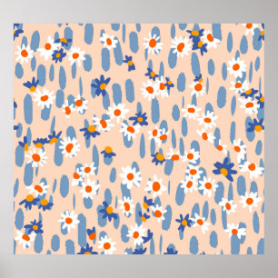 Botanical Daisies: Vintage Seamless Pattern. Poster
