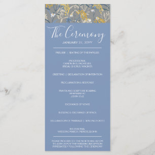 Botanical Daisy Floral Yellow & Navy Blue Wedding Programme
