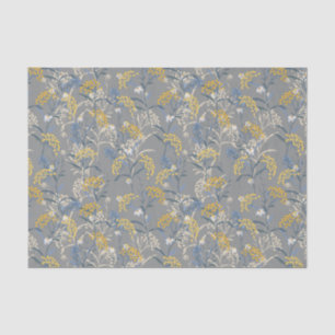 Botanical Daisy Floral Yellow & Navy Blue Wedding Tissue Paper