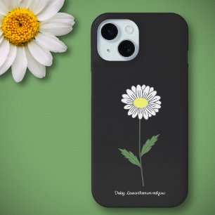 Botanical Daisy Flower Black iPhone 15 Case