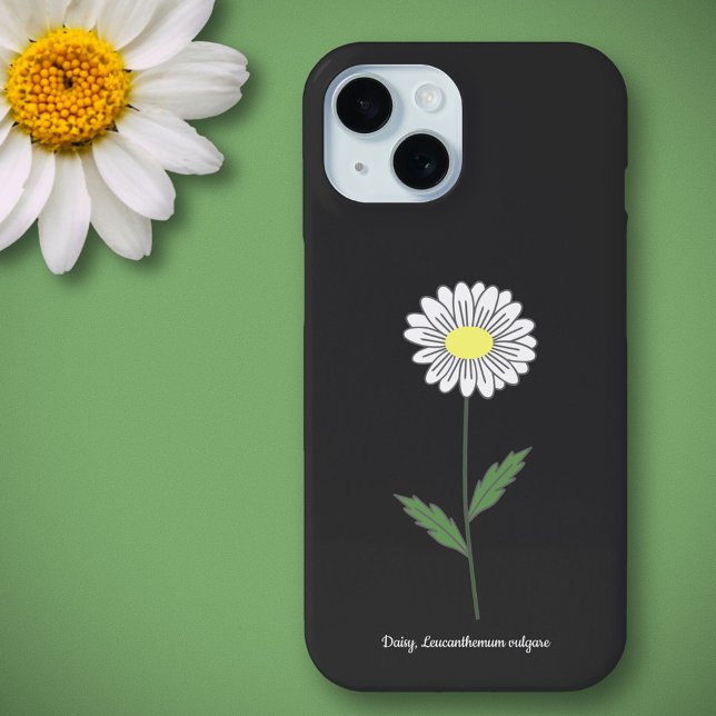 Botanical Daisy Flower Black Case-Mate iPhone Case (Botanical Daisy Flower Black Phone Case)