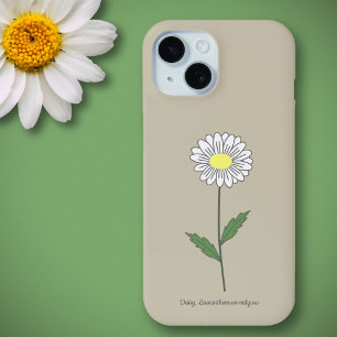 Botanical Daisy Flower Brown iPhone 15 Case