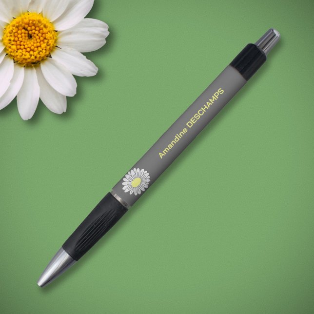 Botanical Daisy Flower Grey (Daisy Flower Gray Pen)