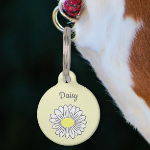 Botanical Daisy Flower Yellow Pet Tag