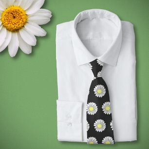 Botanical Daisy Pastel Flower Black Tie