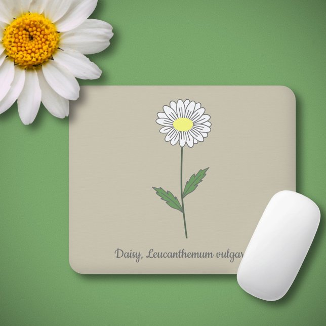 Botanical Daisy Pastel Flower  Mouse Mat (Botanical Daisy Flower Mouse Pad)