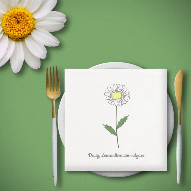 Botanical Daisy Pastel Flower  Napkin (Botanical Daisy Flower Napkins)