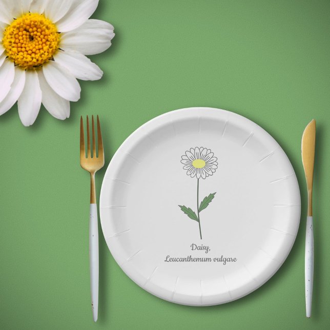 Botanical Daisy Pastel Flower  Paper Plate (Botanical Daisy Flower Paper Plates)
