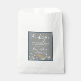 Botanical Daisy Yellow & Blue Wedding Thank You Favour Bags