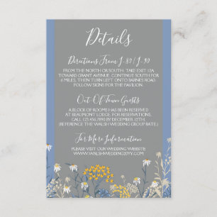 Botanical Daisy Yellow & Navy Details / Directions Enclosure Card