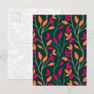 Botanical Dark Green Leaves Elegant Art Postcard