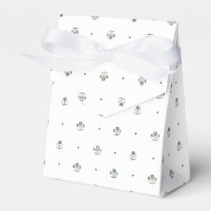 Botanical Dark Green & White Botanical Block Print Favour Box