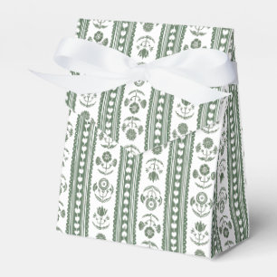 Botanical Dark Green & White Botanical Block Print Favour Box