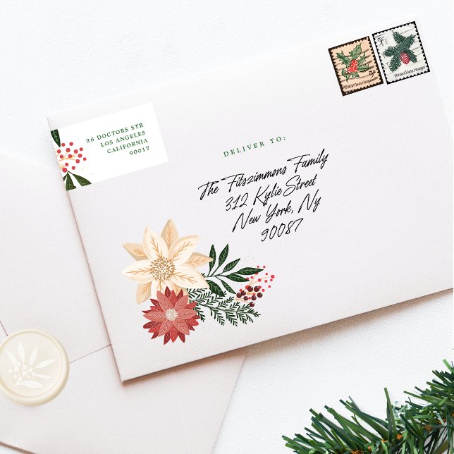Botanical Delight Christmas Holiday Return Address Envelope (showcasing Customizable Envelopes - additional items (bought separately))