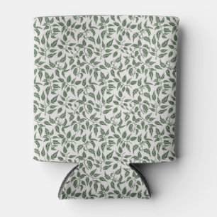 Botanical Dense Leaves Rustic Picnic Dark Olive Can Cooler