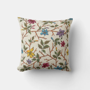 Botanical design of flowers and branches cushion