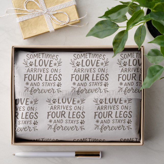 Botanical Design Paw Prints Soft Ivory Tissue Paper (Gift)
