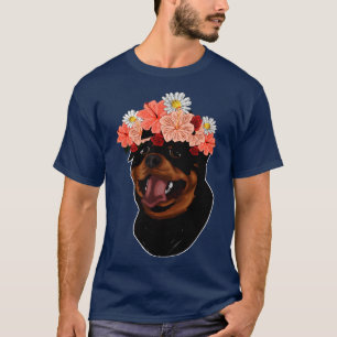 Botanical Dog Owner Flower Crown Pet Rottweiler T-Shirt