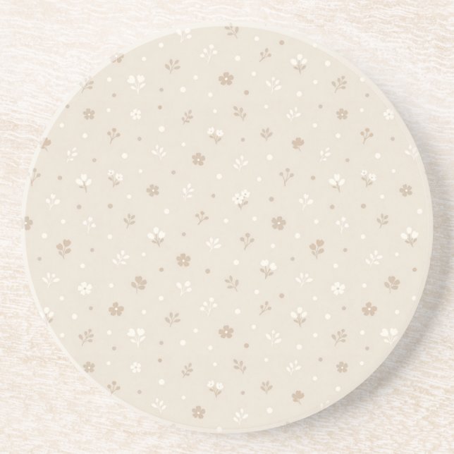Botanical Dot Pattern Coaster (Front)