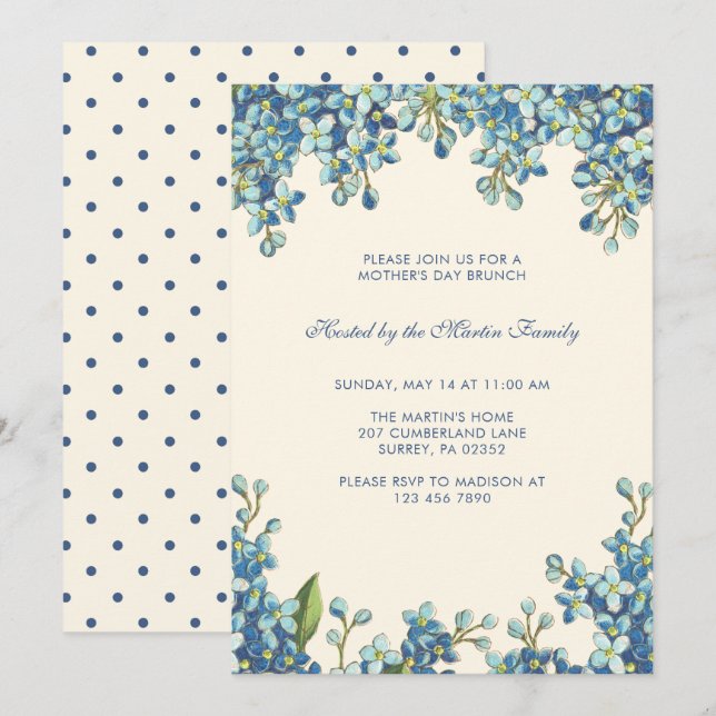 Botanical Dots Mother's Day Brunch Invitation (Front/Back)