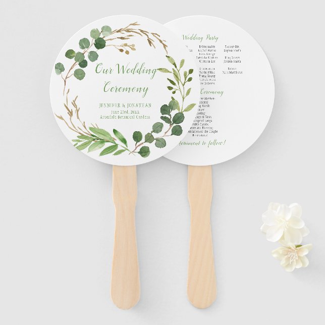 Botanical Dream Eucalyptus Leaves ROUND Fans (Front and Back)