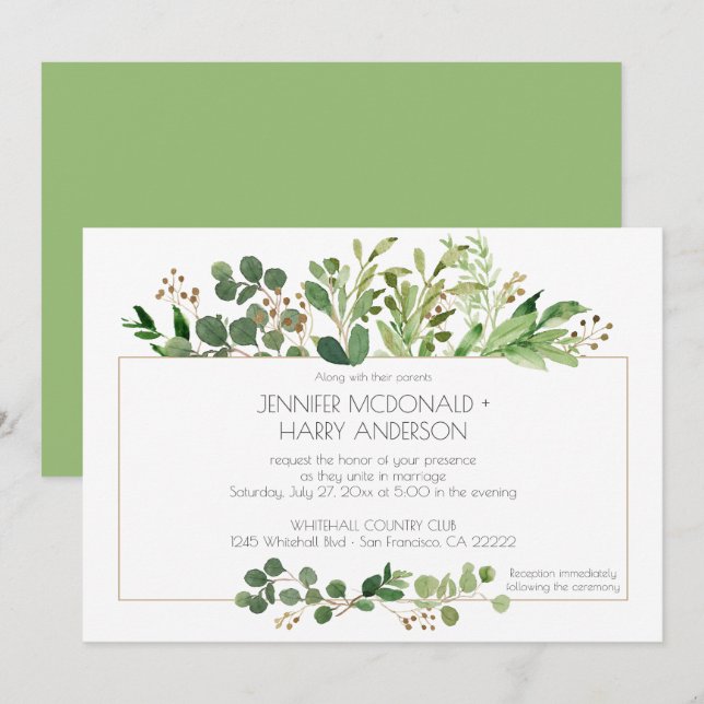 Botanical Dream Horizontal Wedding Invitations | (Front/Back)